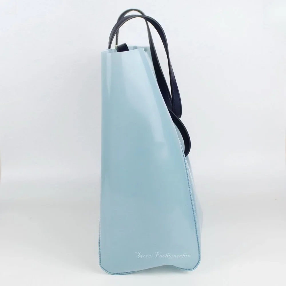 NWT Stella McCartney Blue Clear Logo PVC Tote, Blue